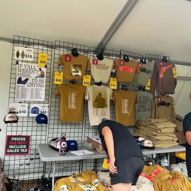 InfoPosty's tweet image. A sneak peek at the merchandise available at Post Malone’s “If Y’All Weren’t Here, I’d Be Crying” tour! 👕
