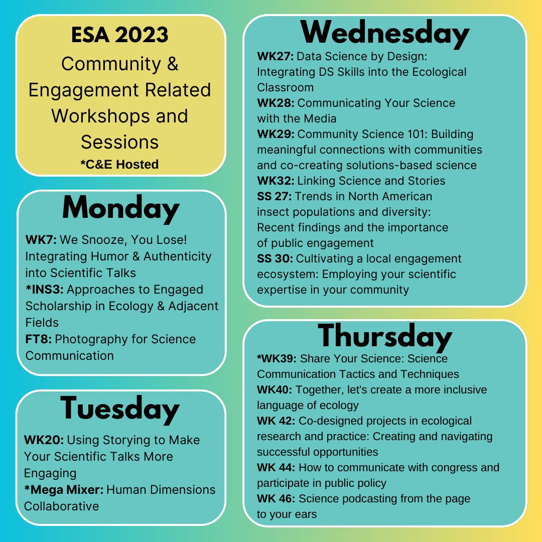 ESA_SciComm's tweet photo. We are LESS THAN ONE WEEK away from #ESA2023!!!! Check out all of the #scicomm and C&amp;E events below! See you soon😎 https://t.co/dS9mbuIS0M