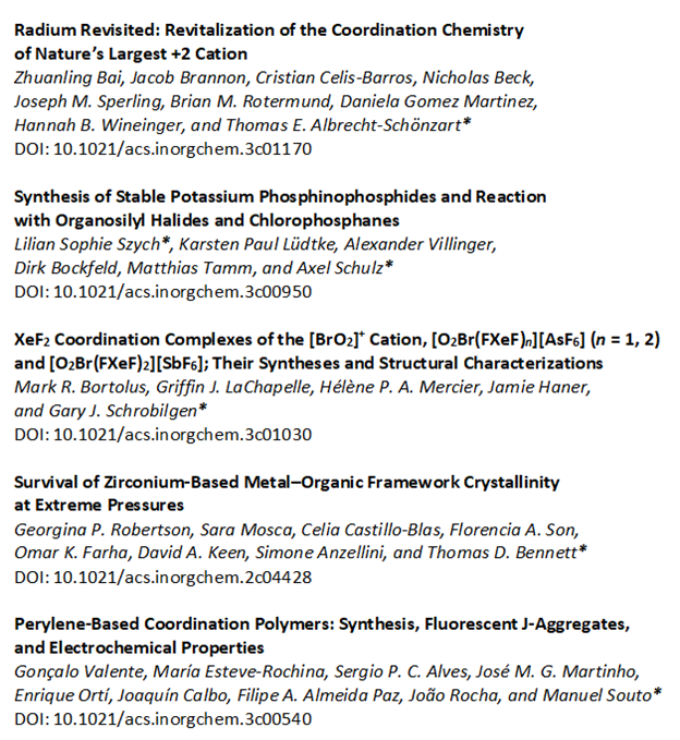 InorgChem's tweet photo. We are happy to share our most read new @InorgChem articles over the past month. Please have a look at what everyone is finding interesting 👇

https://t.co/YL555Bw2kk
https://t.co/4Wef40QTKO
https://t.co/D9aHyIV6FG
https://t.co/KyEfQhjjZ6
https://t.co/gNygfwuPzh https://t.co/XCN0iI9s2m