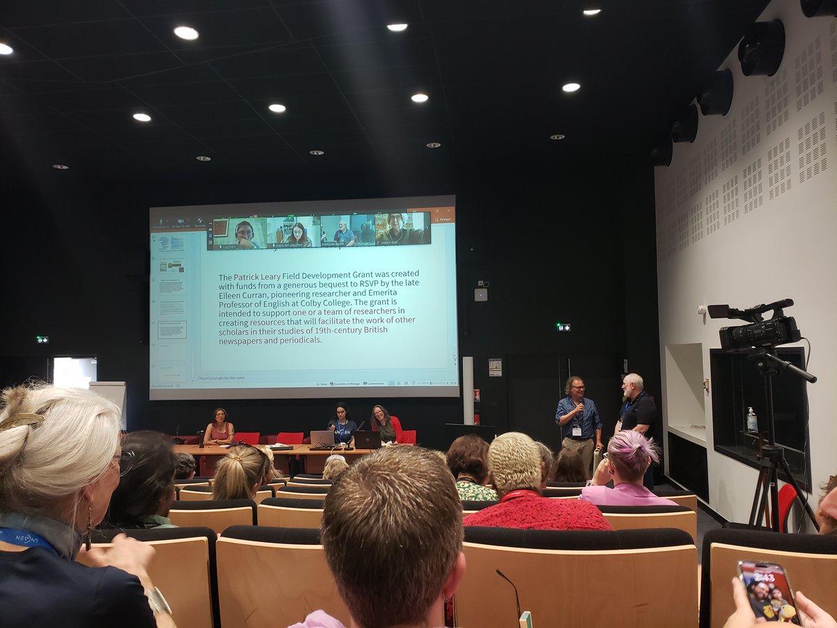 Wonderful news at the <a href="/RS4VP/">Research Society for Victorian Periodicals (RSVP)</a> annual meeting: the naming of the Patrick Leary Field Development Grant! A wonderful tribute to <a href="/PatrickLearyVIC/">Patrick Leary</a> . As <a href="/Fdillane1/">Fionnuala Dillane</a> said, it's appropriate in that he's held space, in may ways, for others' research.