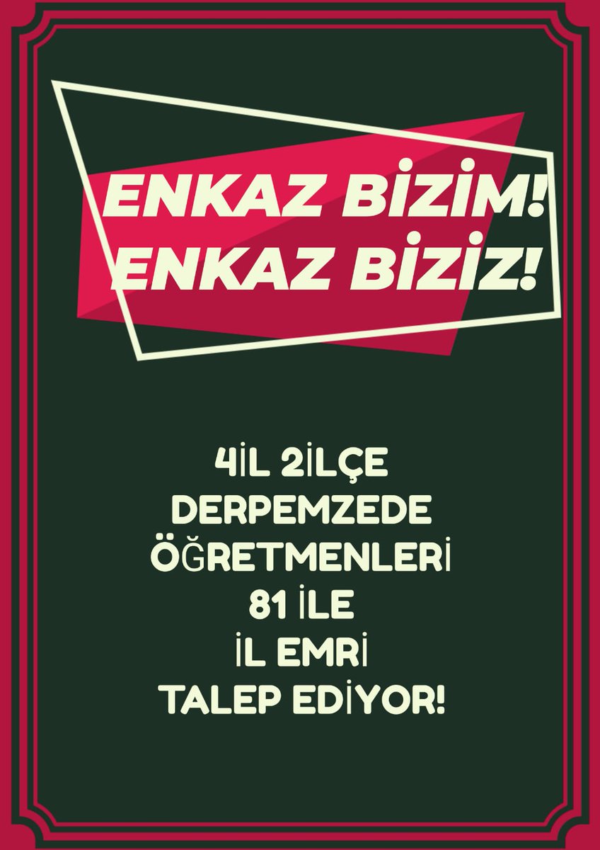 volkanhocatr's tweet photo. MebDepremeİlEmriVer
Askerlere, polislere ve sağlıkçılara verilen daha geniş kapsamlı yer değiştirme hakkına istinaden 4 il ve 2 ilçede görevli depremzede öğretmenlere de il emri verilmelidir.
@meral_aksener
@eczozgurozel
@musavat35
@yildirimkaya40 https://t.co/7mNPN8zw7Q