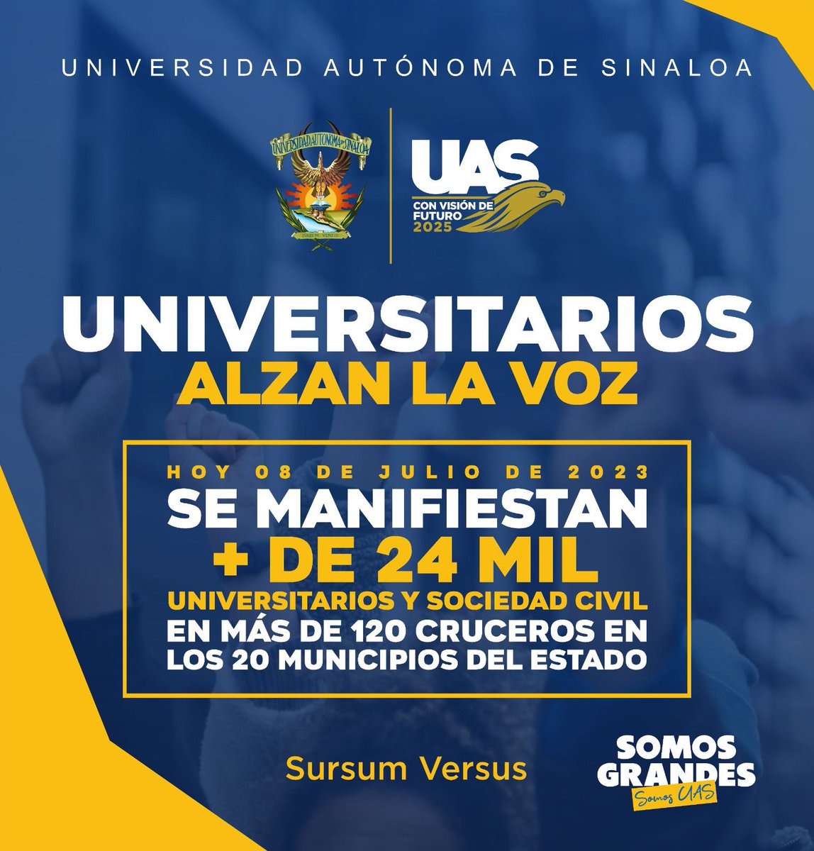 uasoficialmx's tweet photo. ¡Autonomía y libertad! 
#SomosGrandesSomosUAS 🦅 https://t.co/UvHPAeomXH