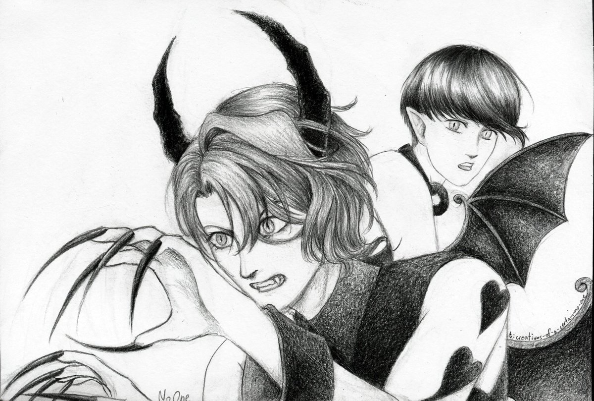 aCertain_No_One's tweet photo. Protective Asmo drawn for OM Brotherly Love challenge on Tumblr. #obeyme #obeymeasmodeus #おべいみー https://t.co/REMbSTzWGs