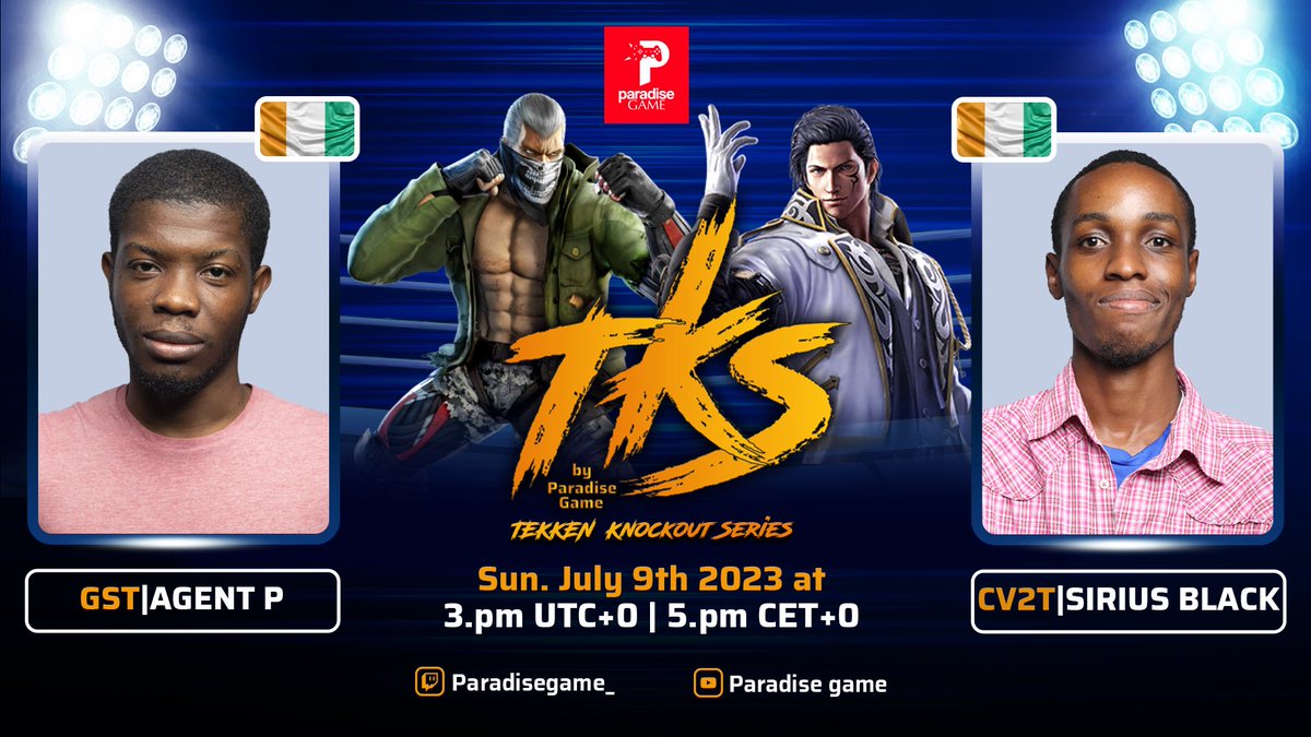 ParadiseGame_'s tweet photo. #TekkenKnockoutSeries FT10

Ce dimanche 9 Juillet à partir de 15h GMT, on aura :

Match 1 : @BoyouArnaud 🇨🇮 vs @BruceSirus 🇨🇮

Match 2 : @TheWayne20125 🇨🇮 vs @DarkMoodAngel 🇹🇬

Liens 🎥 : 
https://t.co/fZXVtdhfGC
https://t.co/PQz1A5d2zr
#Tekken7 #Esport #Gaming #TKS https://t.co/9GaW1qsPOq