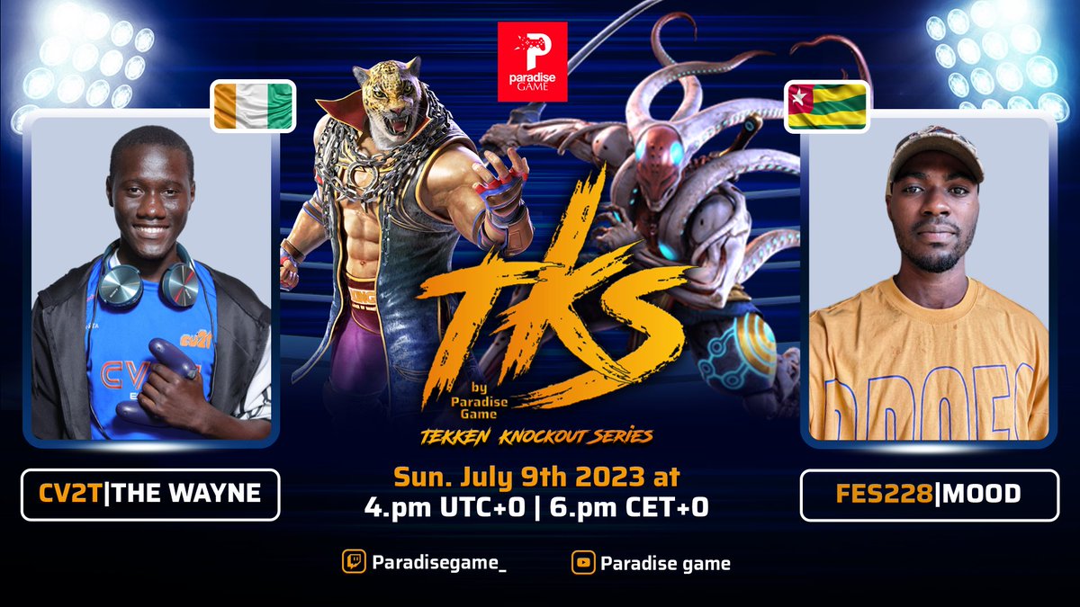 ParadiseGame_'s tweet photo. #TekkenKnockoutSeries FT10

Ce dimanche 9 Juillet à partir de 15h GMT, on aura :

Match 1 : @BoyouArnaud 🇨🇮 vs @BruceSirus 🇨🇮

Match 2 : @TheWayne20125 🇨🇮 vs @DarkMoodAngel 🇹🇬

Liens 🎥 : 
https://t.co/fZXVtdhfGC
https://t.co/PQz1A5d2zr
#Tekken7 #Esport #Gaming #TKS https://t.co/9GaW1qsPOq