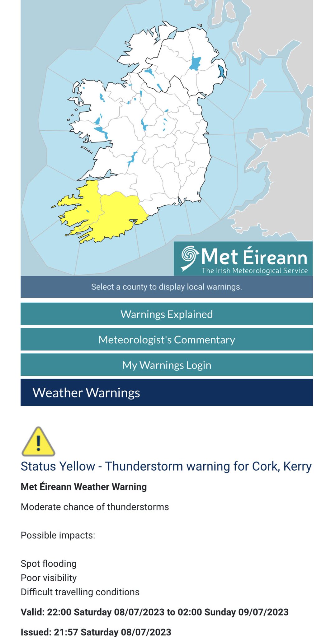 Carlow Weather on Twitter "New warning added for Cork and Kerry now