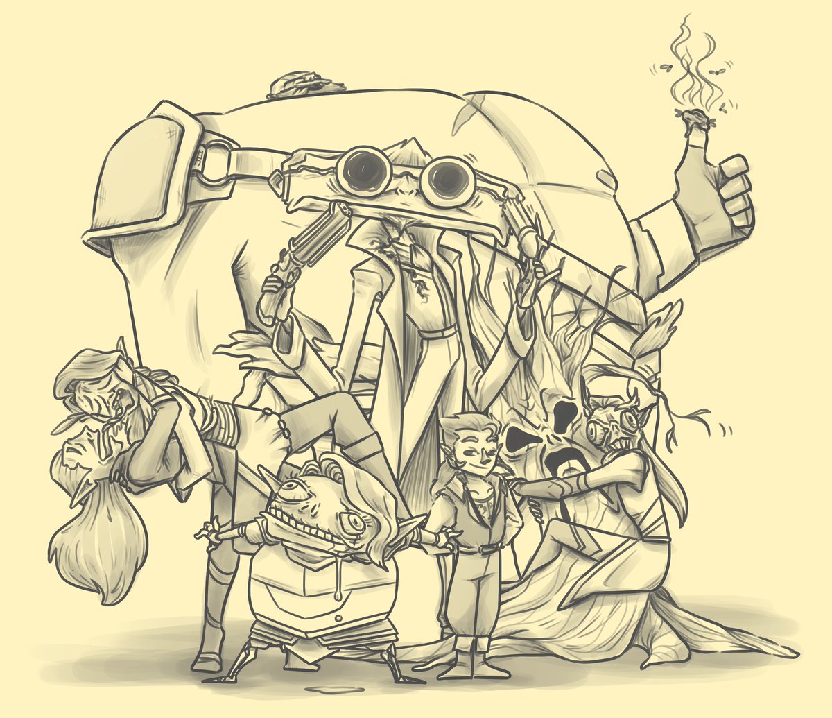EelJammin's tweet photo. The Vox Machina family portrait that's been stewing in my brain for some time. Thanks @CriticalRole 

Our heroes ☆ 

#art #artistontwitter #digitalart #fanart #illustration https://t.co/Q1LYvmz91q