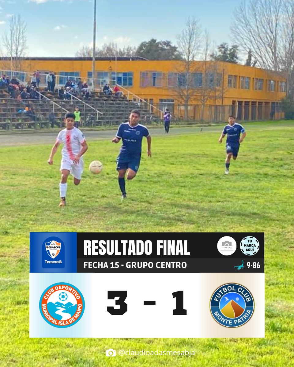 ⭕ ¡TERMINÓ EL PARTIDO!

#MunicipalIslaDeMaipo se impuso 3 - 1 a #MontePatria por la Fecha 15 del Grupo Norte.

👀 ¿OPINIONES?

.
.
.

📸 @ claudioadasmesabja

————————————————————
#SomosTercera #TerceraA #TerceraB
————————————————————