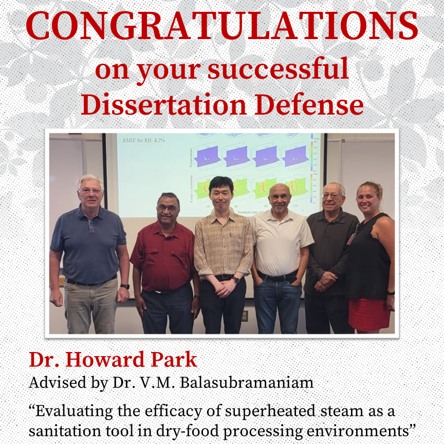 OSUFoodScience's tweet photo. Congratulations to Dr. Howard Park on his successful dissertation defense. Howard was advised by Dr. VM “Bala’ Balasubramaniam and is pictured with his advisory committee. #foodscience #CFAES https://t.co/RywoKMfZ6u