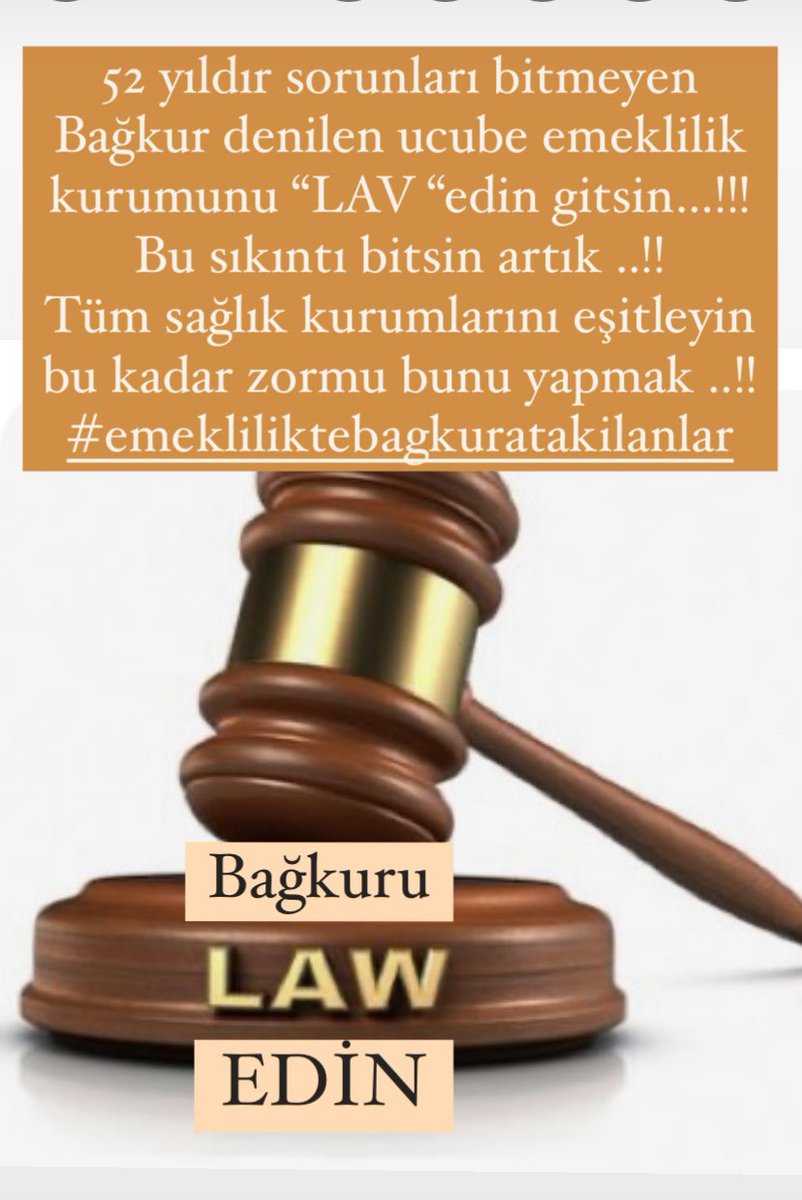 BAGKURA ADALET İSTİYORUZ SAYIN CUMHURBAŞKANIMIZ #BagkurlunundaHakkıVar
@RTErdogan @isikhanvedat 
@profdrorhanates @vedatbilgn 
@ErbakanFatih @rprefahpartisi  @Akparti 
@dbdevletbahceli @MHP_Bilgi 
@TBMMresmi