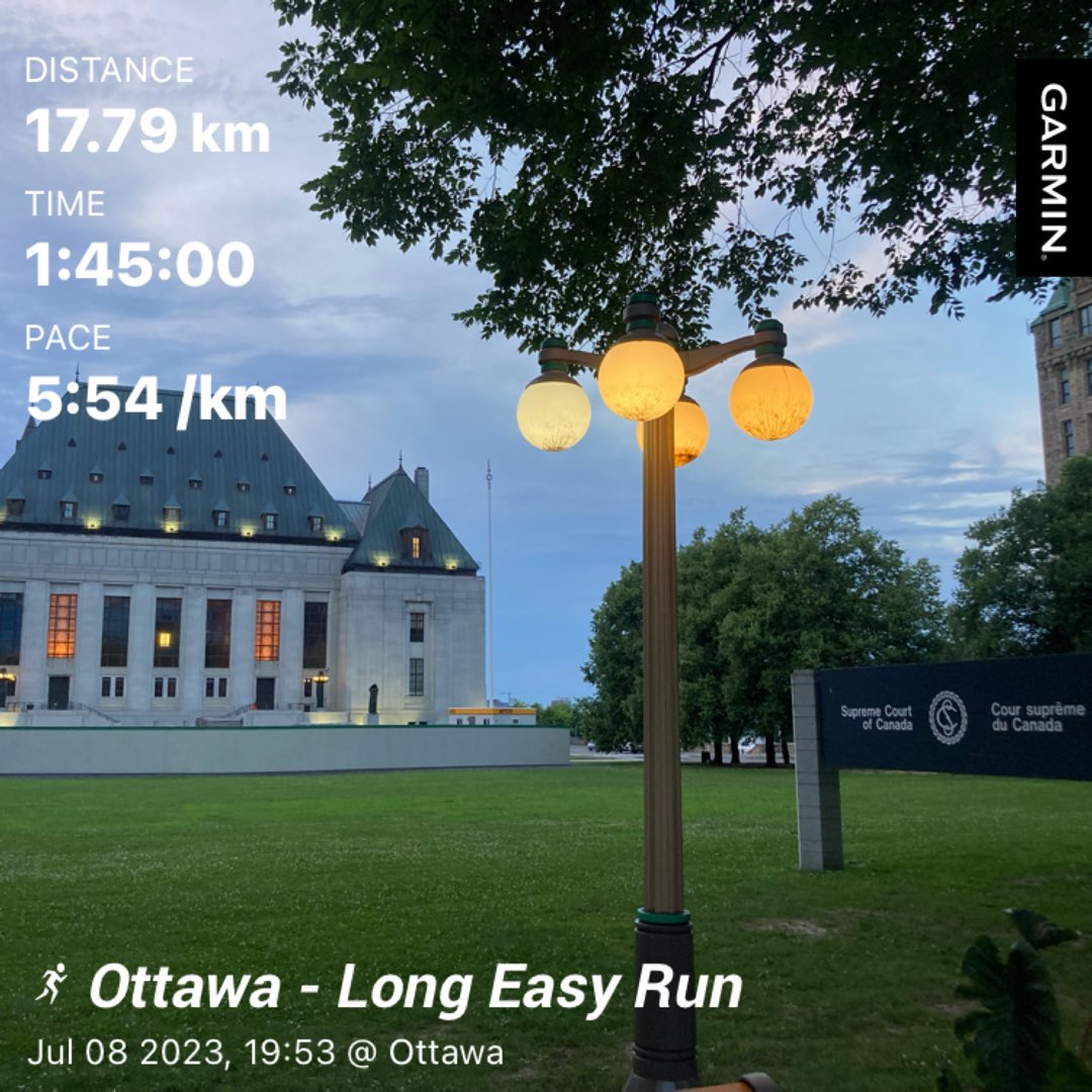 Run21Blog's tweet image. Sore knees and ankles after last night’s Speed Repeats but got this one done. Bit of stop-start with traffic lights and pedestrians, and couldn’t really get a rhythm for the first 10km, but the back 10km was better and avg HR was 140, which in this heat is OK by me 🫶👍