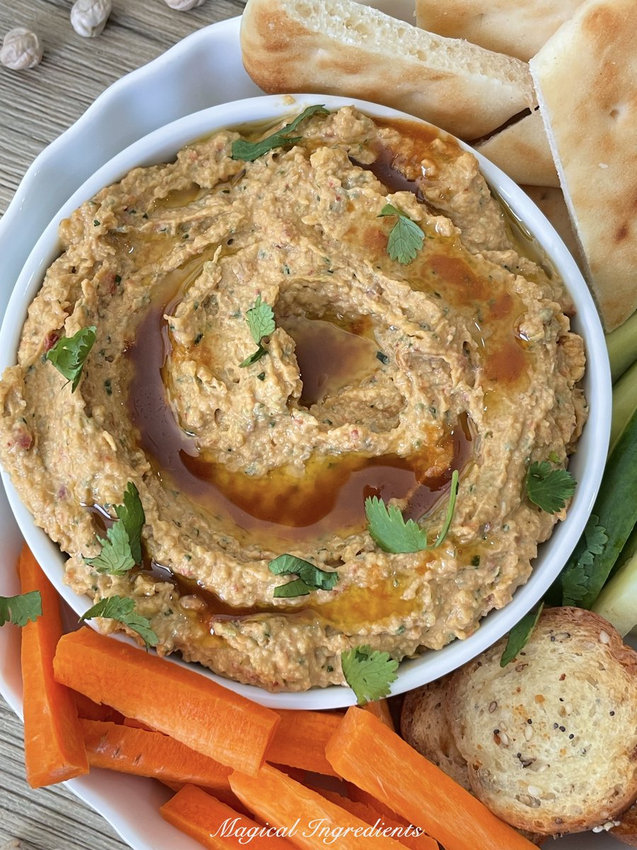 #Chipotle #Hummus is packed with #delicious #flavors from the #smoky and #spicy #chipotlepeppers. This #vegan dip can be served with veggies and breads. #healthysnacking #ourfamilytable #easyrecipe #foodideas go.shr.lc/3Ofsl4Z