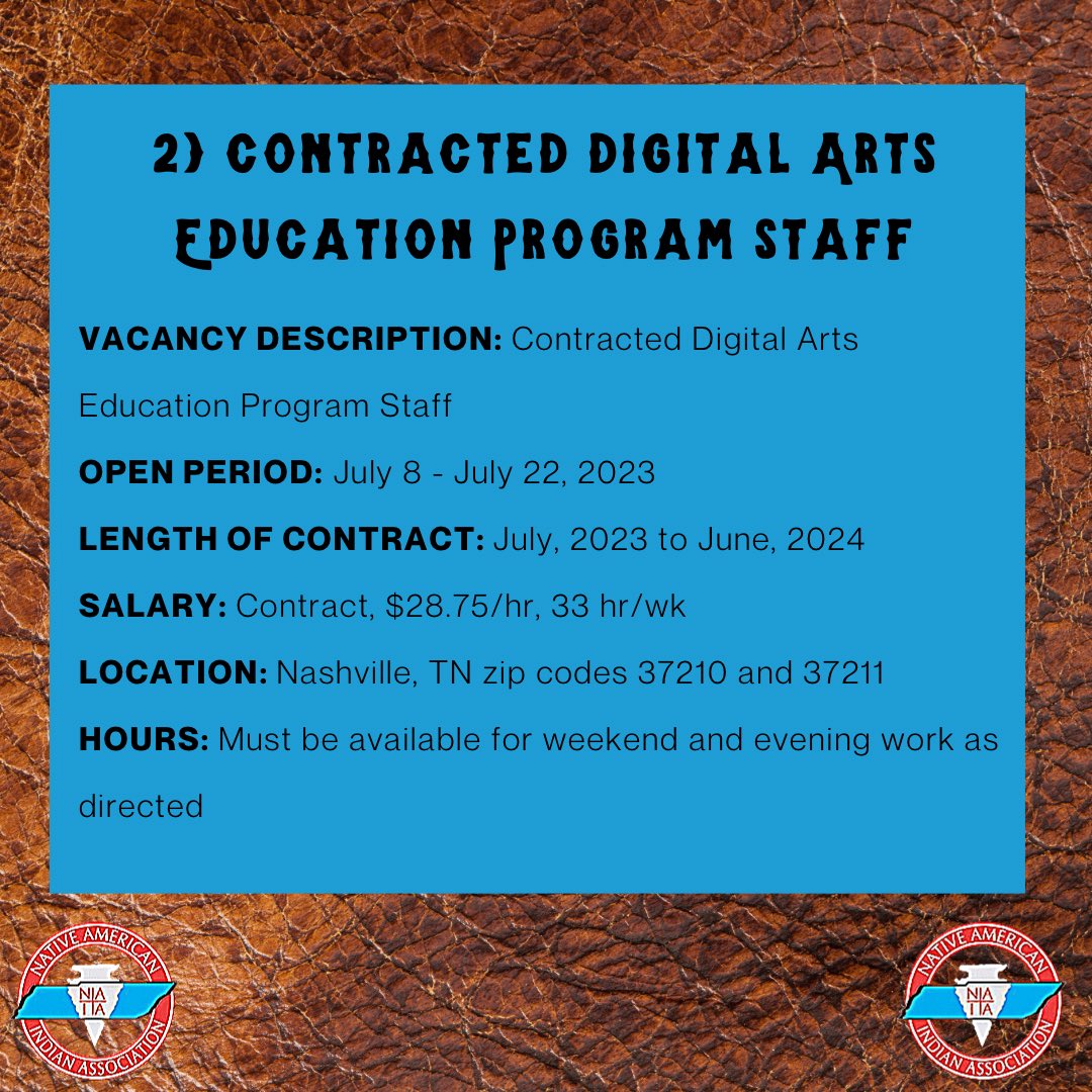 naiatn's tweet photo. π¦
We are hiring! π¦
Swipe through to learn about our two open contract positions. Link in our bio to apply. Email naia@naiatn.org with any questions.
https://t.co/IVNkwHvbFS
#nativejobs #naiatn #nativeamerican #indigenousjobs #supportnative #educationjobs https://t.co/JXHpPJ7J5J