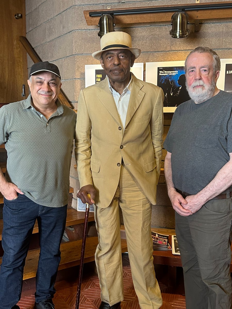 jazzleadsheets's tweet photo. Legendary Archie Shepp visits the Van Gelder Recording Studio, with Ashley Kahn and Don Sickler, reminiscing about his sessions there, in front of the staircase where John Coltrane and he posed in 1964 "Four For Trane." Archie was also on day 2 of the "Love Supreme" session. https://t.co/60sEDrAUwz
