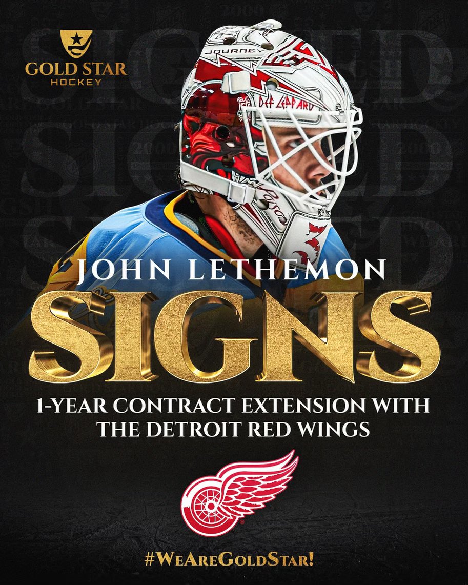 Congrats to John Lethemon on signing a 1 year extension with Detroit #wearegoldstar <a href="/GoldStarHockey/">Gold Star Hockey</a>