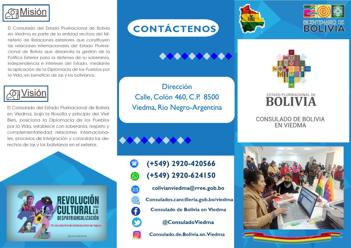 ConsuladoViedma's tweet photo. Mediante las gestiones del Gobierno Central, a través del Viceministerio de Gestión Institucional y Consular  #VGIC en coordinación con el #consuladodeboliviaenviedma, se realizaron las gestiones correspondientes para la llegada de una Brigada del #SEGIP a nuestra jurisdicción https://t.co/kYzOsSFH5b