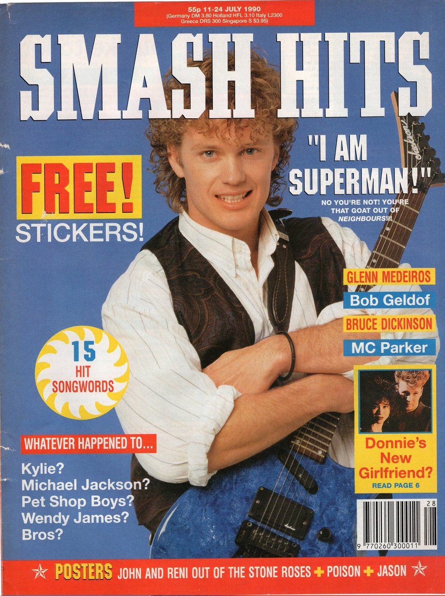 myfizzypop's tweet photo. 33 yrs ago (#onthisdayinpop in 1990), hot off the success of #Mona, #CraigMcLachlan graced the cover of #SmashHits magazine. Not sure about his spurious claim he was Superman, but hey it was all good publicity for his then upcoming debut album with #Check12! https://t.co/dI3HLaxZou