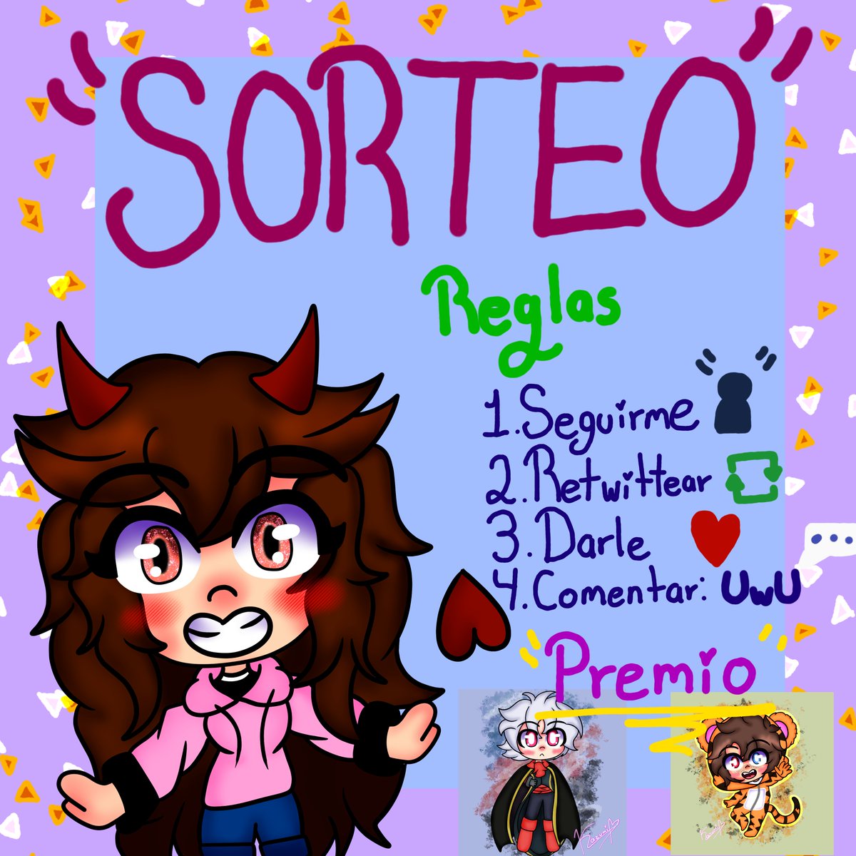 Kazumi27s's tweet photo. 🎉✨Sorteo✨🎉
.
💫🏅❤Habra 6 ganadores y de premio sera un dibujo en version chibi de cualquier personaje o de su OC❤🏅💫
.
✨✨Mucha suerteeeeee a todos✨✨ https://t.co/LpU64w0YuG