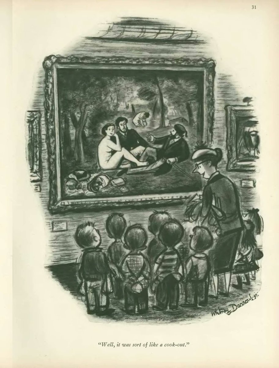 doc_nad's tweet photo. "Well, it was sort of like a cook-out."
The New Yorker, May 4, 1957 
Whitney Darrow, Jr.:  Class Visit to The Luncheon on the Grass https://t.co/q7JEMK24By #WhitneyDarrowJr #TheNewYorker https://t.co/HBTeU5Vhpq