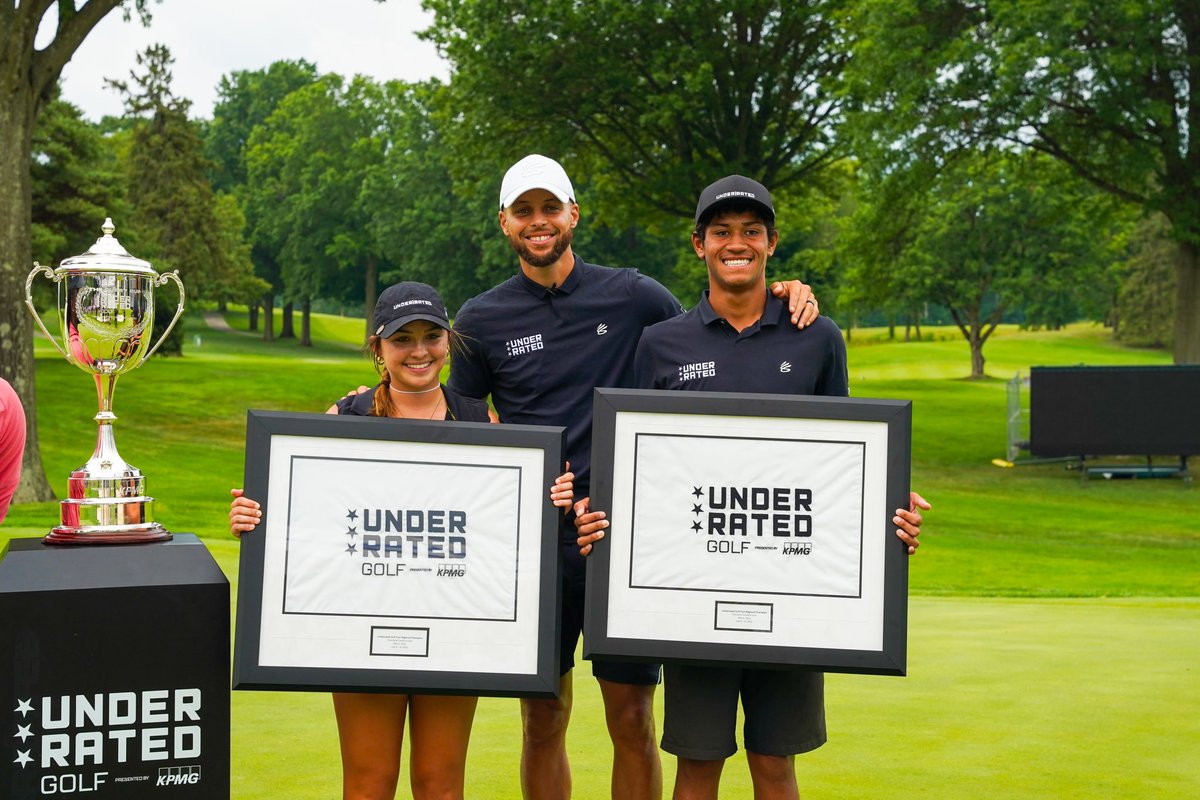 UnderratedGolf's tweet photo. A great day in Ohio. 

On our final day at Firestone, @stephencurry30 showed up and cheered on the boys and girls as they finished on the 18th. 

Congrats to @JuliaVollmer @kjofahengaue and the entire field for another 🔥leg of the Tour. See y'all in Las Vegas! 

#ugtour https://t.co/fMBEZ1hhiU