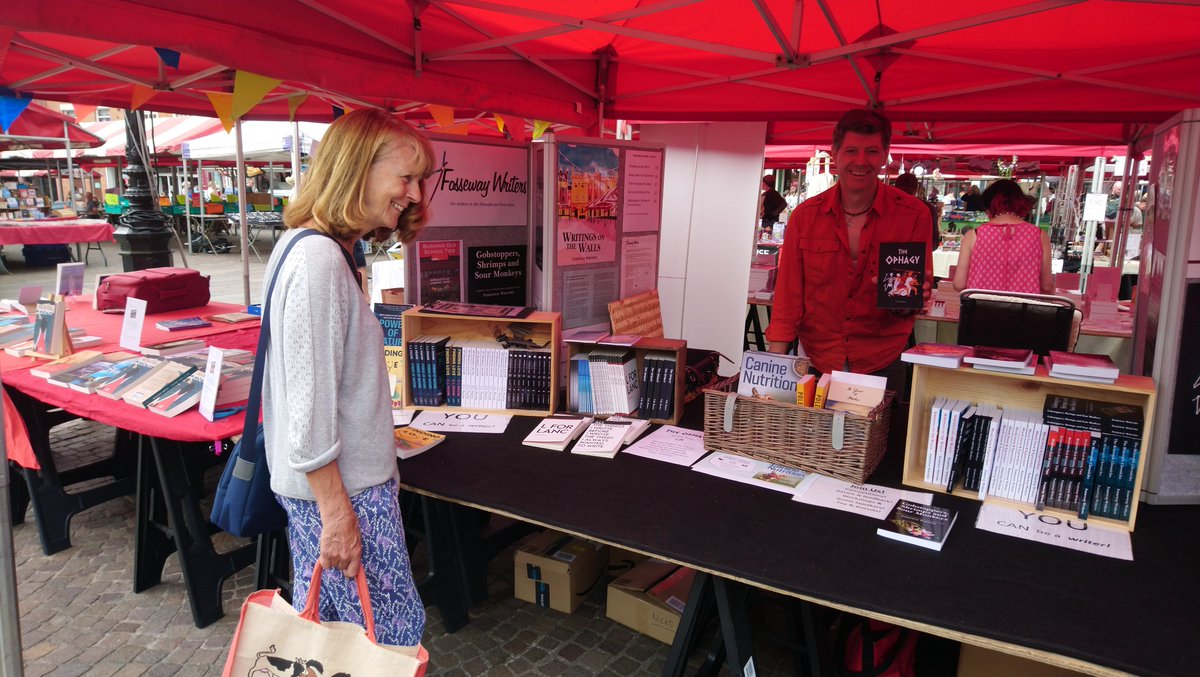 3 great days at <a href="/NewarkBookFest/">Newark Book Festival</a> &amp; 1 more to go on Sunday. Despite the thunder &amp; showers today there were still lots of people about. Our latest, Writings on the Walls, is a collection of stories inspired by the buildings of Newark and unsurprisingly is a popular choice!