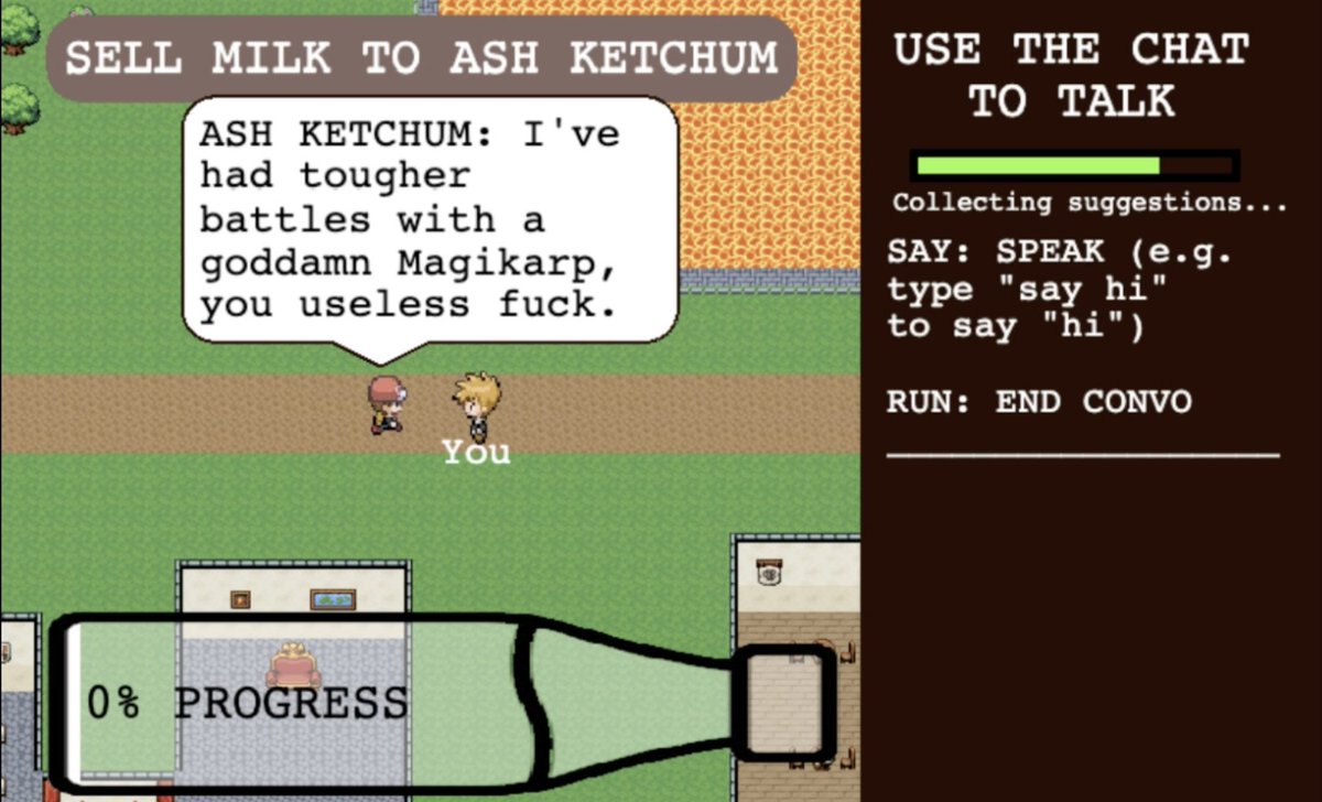 Ever wondered what Ash Ketchum would say if you challenged him to a battle? 

Livestreaming now: twitch.tv/milkai2023