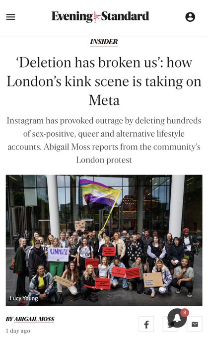 Our protest against @Meta got picked up by the @standardnews 📢 #stopdeletingus   https://t.co/cWhtNhZQo8<a class="tags" target="_blank" title="On Twitter" href="/?out=eyJ0eXAiOiJKV1QiLCJhbGciOiJIUzUxMiJ9.eyJpYXQiOjE3MjIwMjM1NTUsImlzcyI6InR3cG9ybnN0YXJzLmNvbSIsIm5iZiI6MTcyMjAyMzU1NSwiZXhwIjoxNzUzNTU5NTU1LCJyZWRpcmVjdF91cmwiOiJodHRwczovL3R3aXR0ZXIuY29tL01ldGEifQ.KcuytaUPeaAtbgRg8Lnc7yBniyy1_2VK8JxuwssH5-H6BH4NPVMTMonLACUUhZrbxGEQyy_gcRzfTaOTu45q_g">@Meta</a><a href="/tag/stopdeletingus"class="tags"><span>#stopdeletingus</span></a>