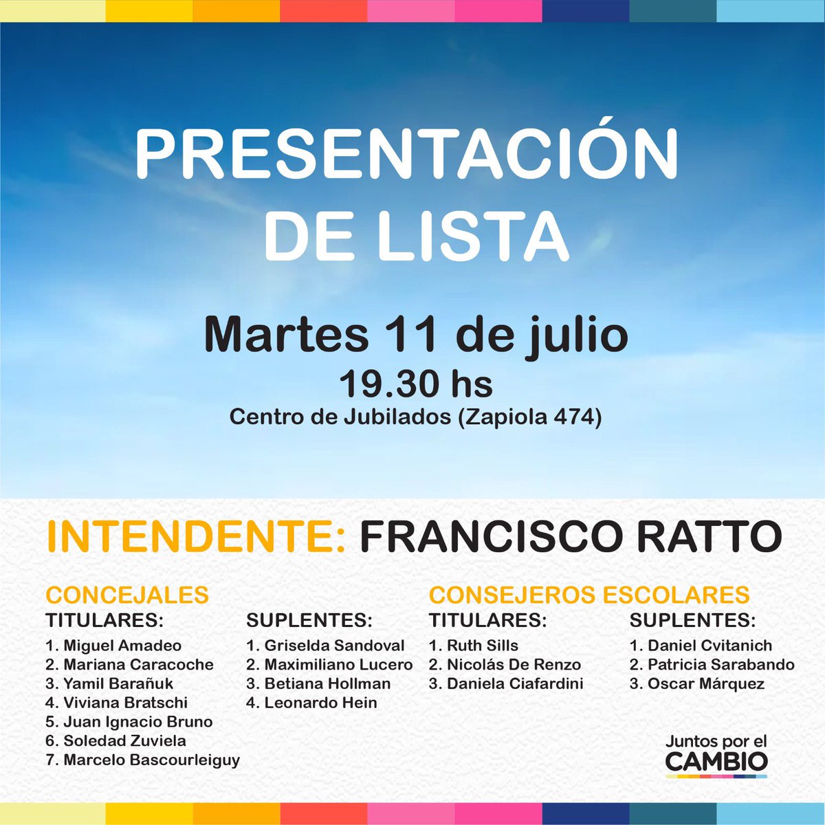 JuntosAreco's tweet photo. 📍Este martes 19.30 hs. en el centro de jubilados; te invitamos a la presentación del #EquipoDeAreco💪 @rattofranc 2023🙌 https://t.co/4flBKoh9ja