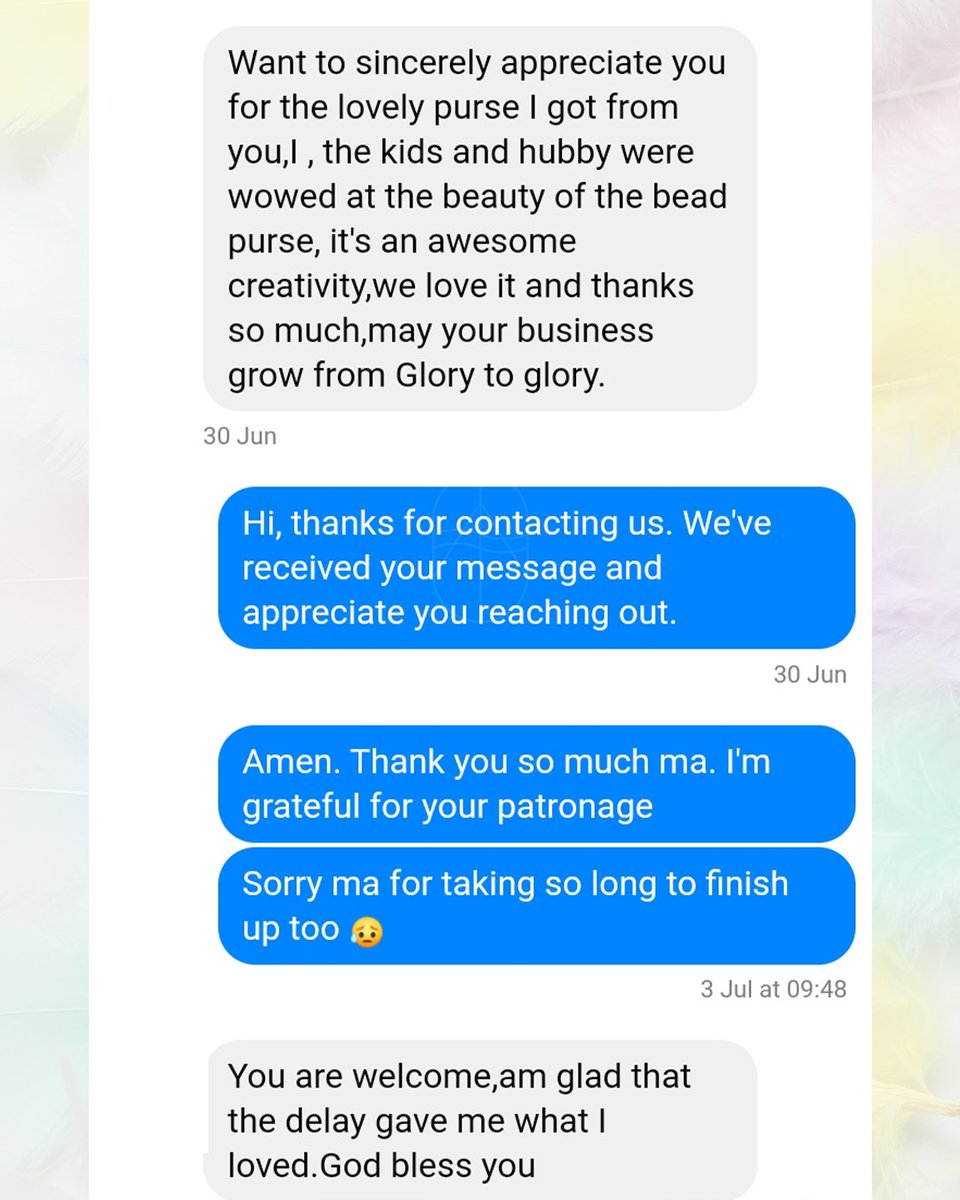 Clients review for a bead bag.

Our accessories are also convenient gift items 🎁 

We deliver worldwide 🌏 

#TheLeosAccessories #LeosAccessoriesNg #BeadedAccessories #HandmadeBeads #MadeInJos