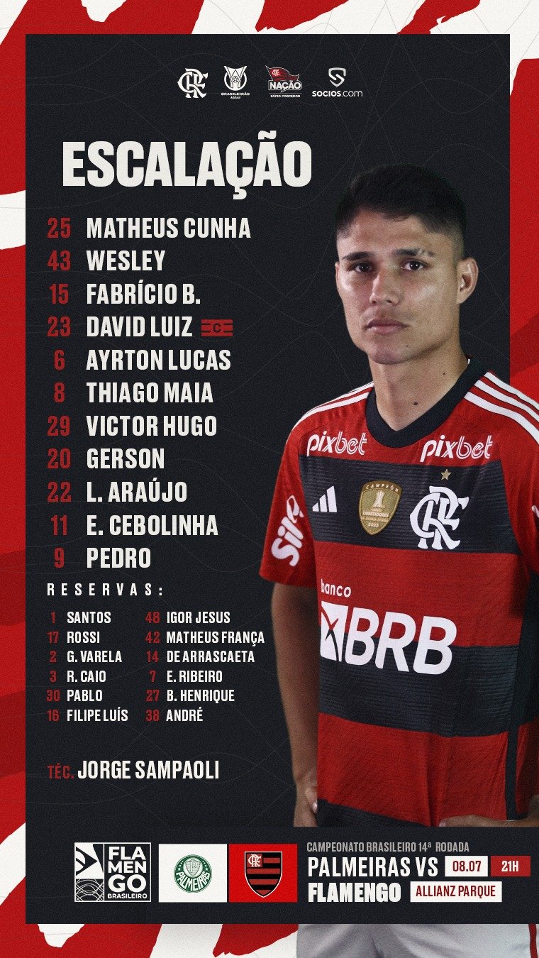 Flamengo divulga relacionados para próximo jogo do Brasileirão - Coluna do  Fla