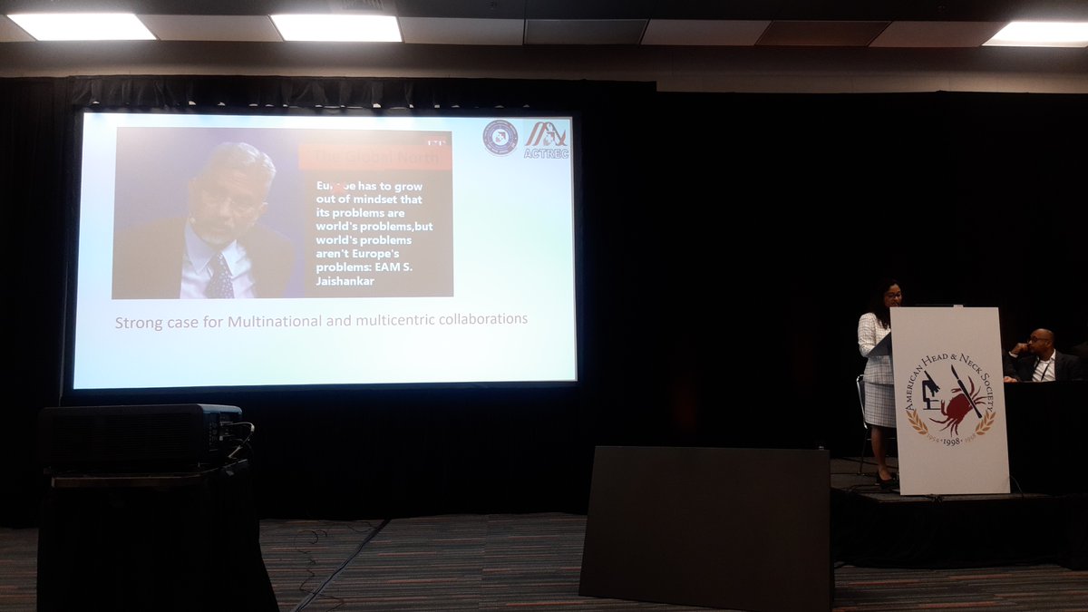 Clinical trials in TORS Head and Neck surgery session @ Robotics Course, <a href="/dnair78/">Deepa Nair</a> highlighting the need for redress &amp; focus on HPV-negative OPSCC (the global majority burden in context of OPSCC), difficulties in recruitment &amp; funding disparities/resource <a href="/AHNSinfo/">AHNS</a> #AHNS2023