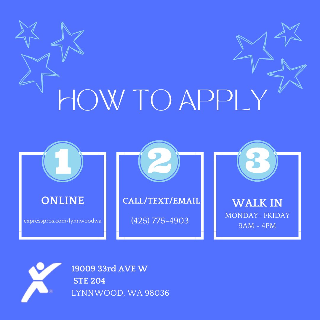 ExpressLynnwood's tweet image. Looking for a job? Need a little help? With Express, it's easy! Here's how to apply:
*Visit our website at expresspros.com/lynnwoodwa/
*Browse though our current job openings
*Submit an online application with just a few clicks
#ExpressProsLynnwoodWA #HowToApply #JobSearch