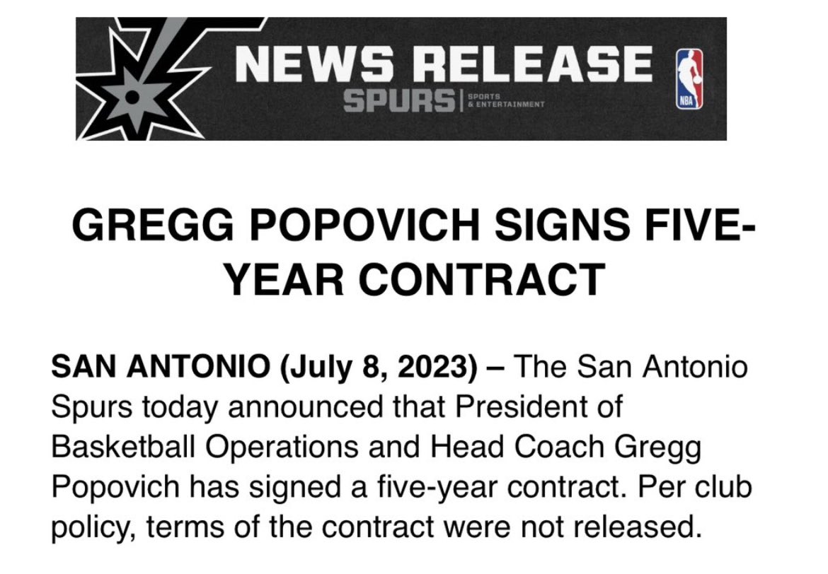 RJ Marquez on Twitter "JUST IN Spurs announce that Gregg Popovich has