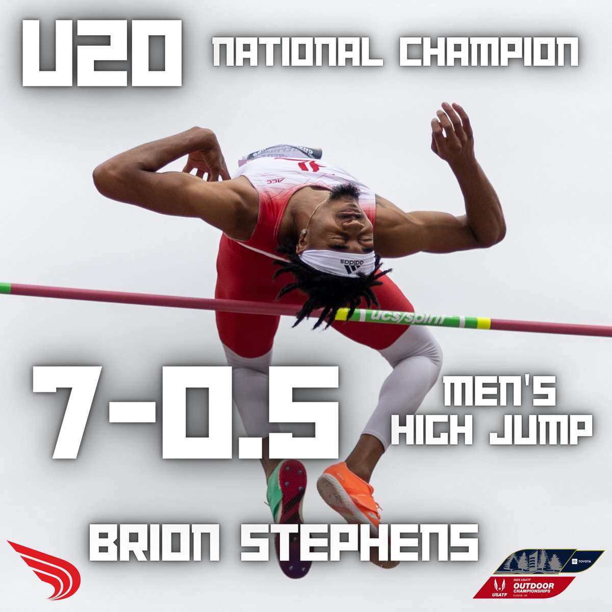 Leaping to gold 🥇

Louisville's Brion Stephens jumps over 7-0.5 (2.15m) to take home the men's U20 high jump title.

🥈Grant Campbell - 7-0.5 (2.15m)
🥉Arvesta Troupe - 6-8.75 (2.05m)

#dyestat #USATFU20

📸: Crash Kamon