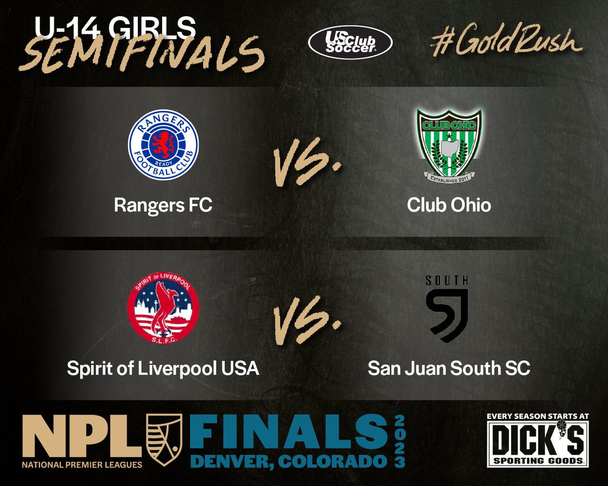 USClubSoccerNPL's tweet photo. Semifinal Sunday for our gals 🤩 #NPLfinals #GoldRush 

(1/2) https://t.co/0HZJTJxM0w