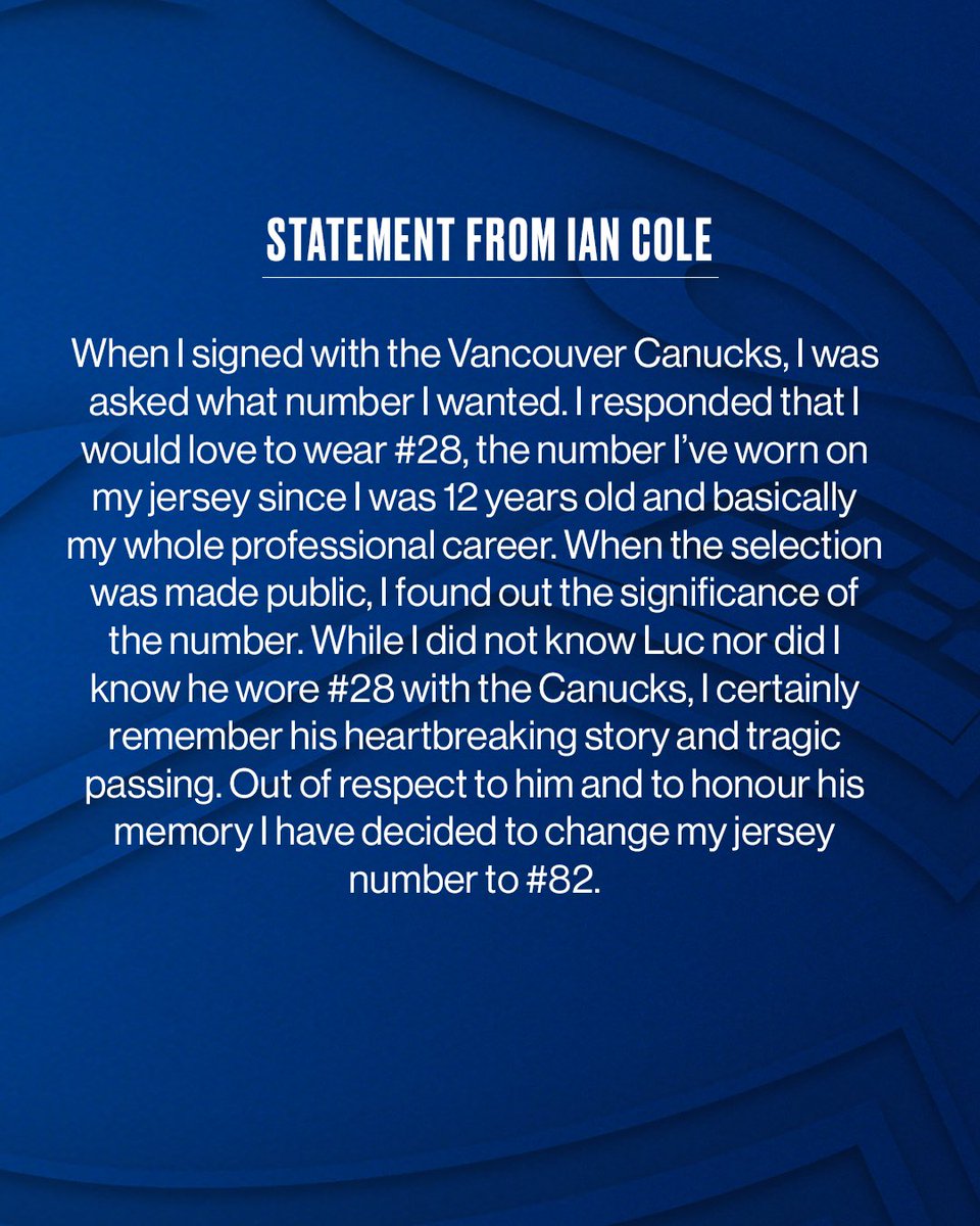 A statement from Ian Cole