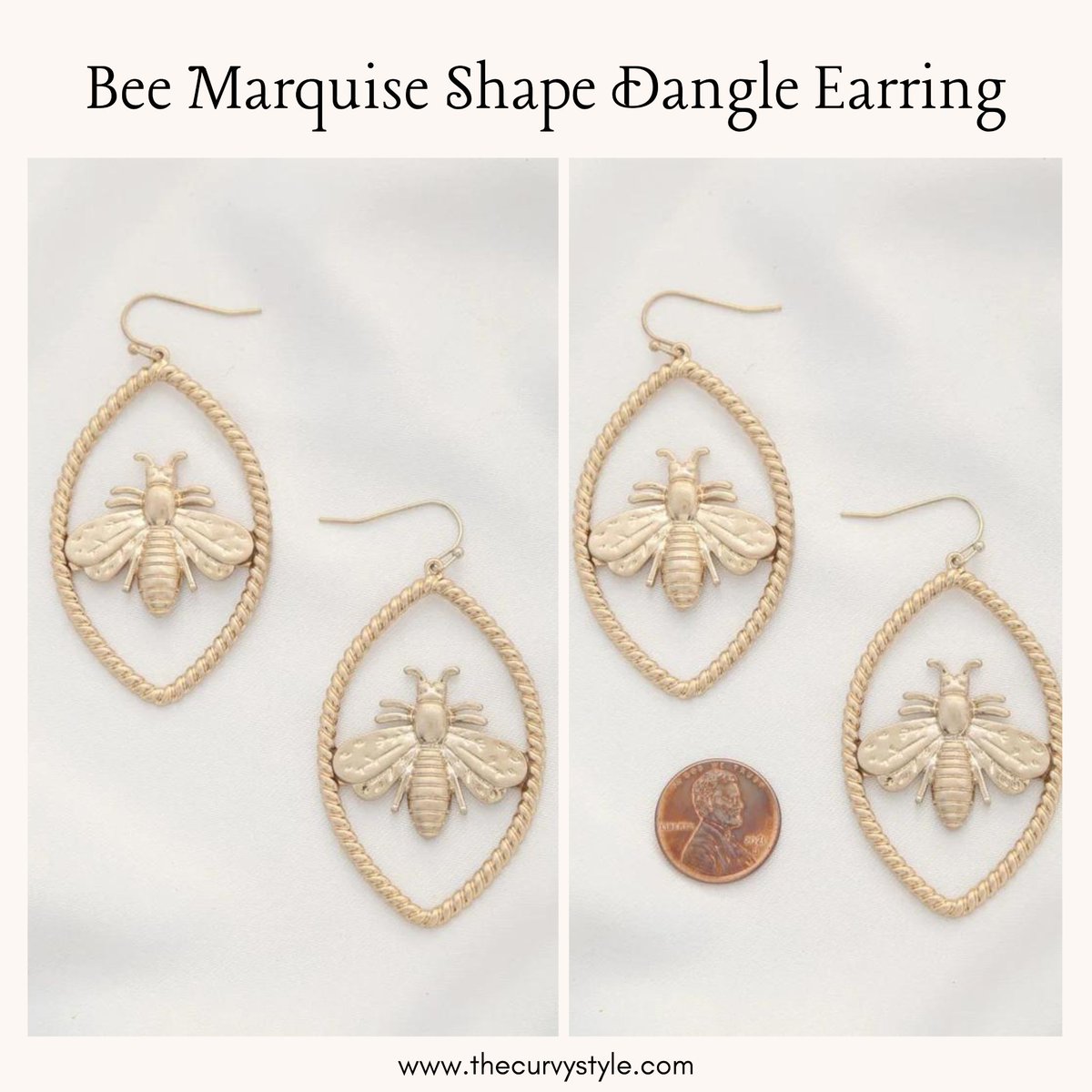 Embrace your individuality and showcase your love for nature with this captivating and fashionable accessory. 🐝💖 Shop now thecurvystyle.com/products/fbj2-… . #BeeEarrings #MarquiseDangle #StatementEarrings