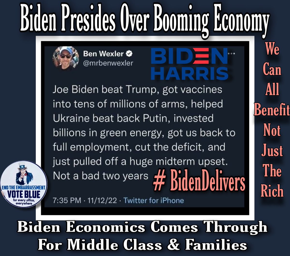 @POTUS #BidenomicsIsGreatForAmerica because #BidenomicsWorks which is something we can't say about the @HouseGOP! ,Finally, #InfrastructureDevelopment is happening, #ClimateAction #InternetAccess #LowerDrugCosts & thankfully #NoGOPTaxScam instead let's have everyone pay their fair share