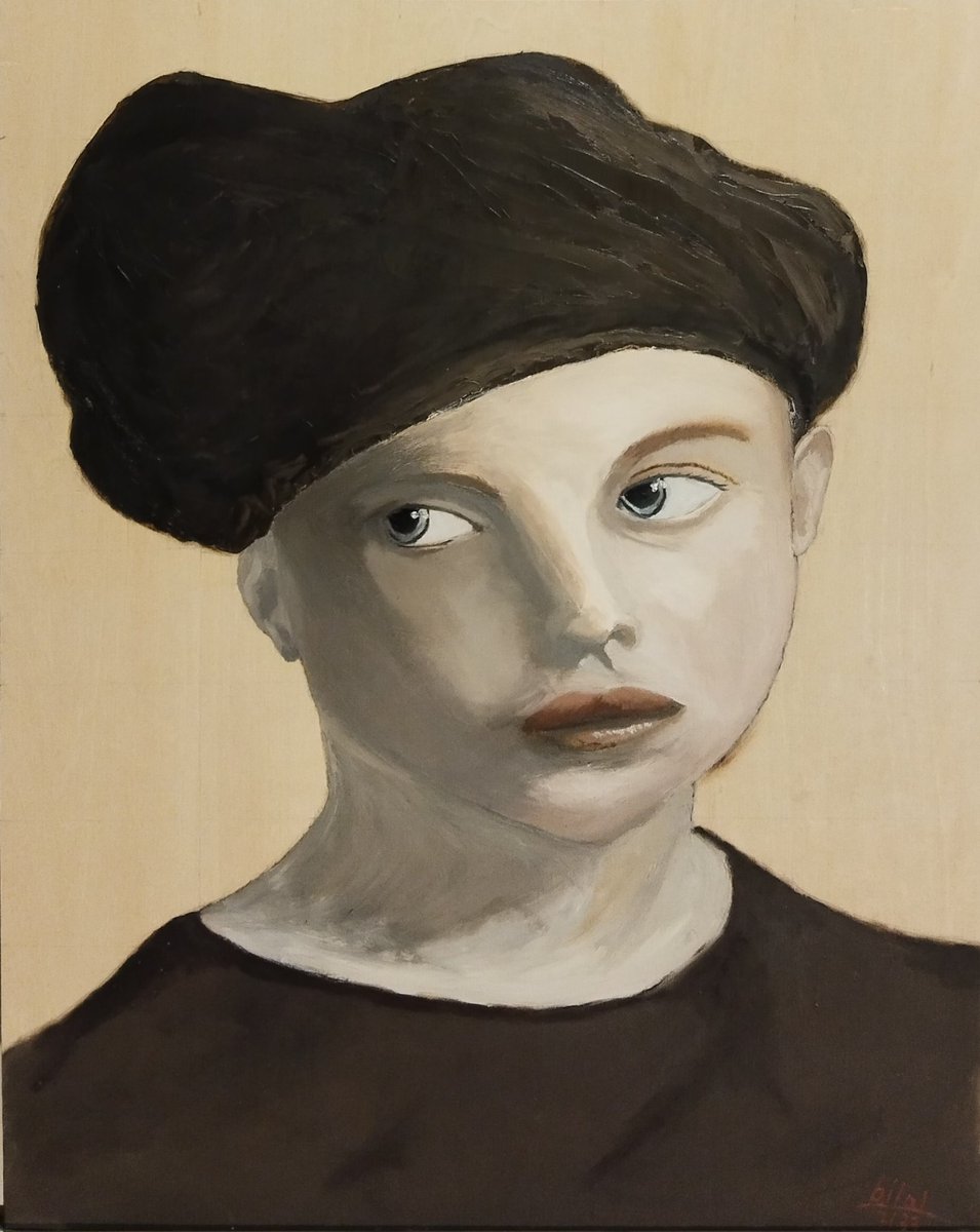 choumanb's tweet photo. 2nd portrait attempt (oil on a wooden panel - 40x50 cm) https://t.co/a7G1XbP9Ox