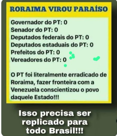 RORAIMA aprendeu as duras penas e está dando exemplo.
ERRADICOU O PETISMO DO ESTADO.