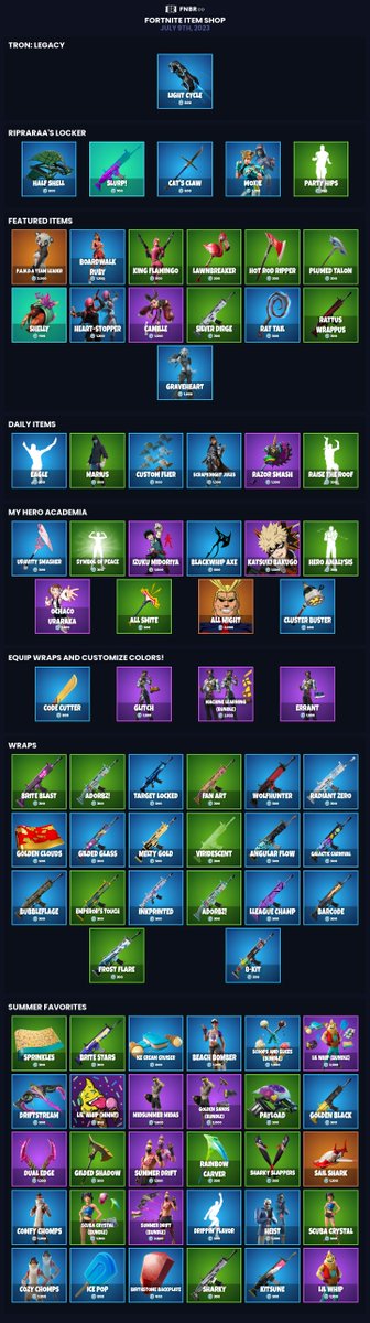 #Fortnite Item Shop for July 9th 2023 | fnbr.co/shop Set personalised reminders on our iOS app: fnbr.co/ios