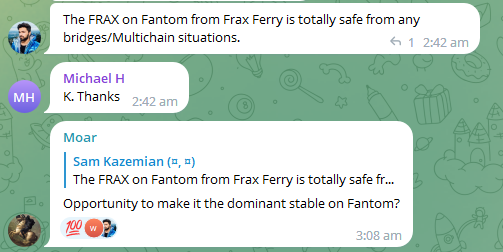 Attention @FantomFDN protocols - @SpookySwap @GeistFinance @Equalizer0x @Spirit_Swap @MorphexFTM @mummyftm @beethoven_x @GranaryFinance 

Restart your protocol's liquidity with FRAX. FRAX is native crosschain with FraxFerry. Happy to connect you with @fraxfinance.