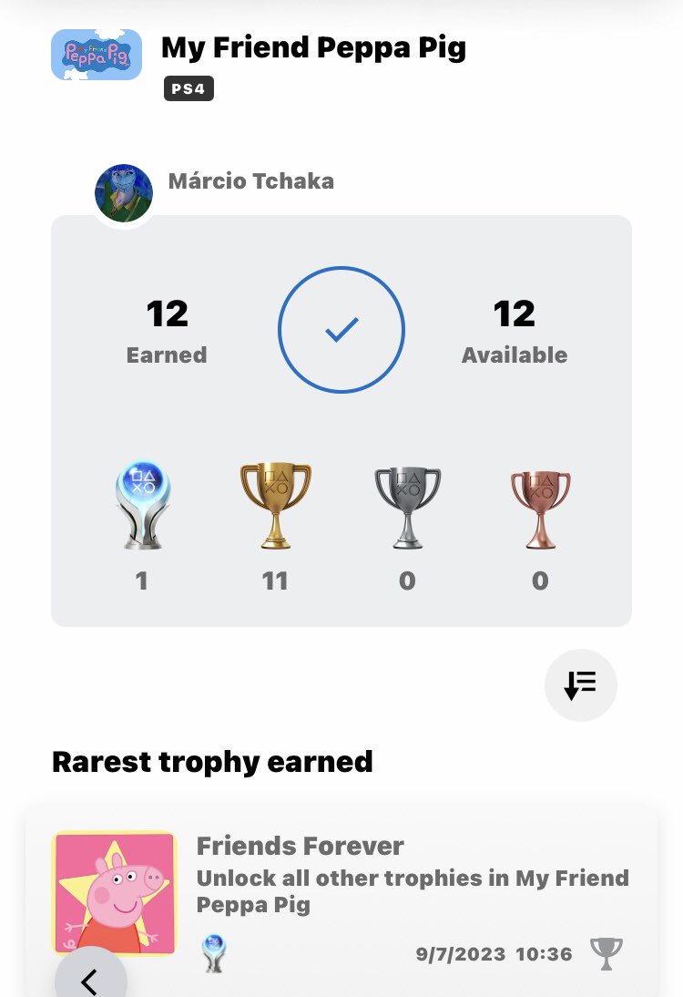 marcio_corpse's tweet photo. #853 #854 My Friend Peppa Pig #プラチナトロフィー #トロコン #プレイステーション #MyFriendPeppaPig #PlayStationTrophy #PS4Trophy #PS5Trophy #PS4Platinum #PS5Platinum #PlatinumTrophy #PlaystationTrophies #TrophyHunter #TrophyHunters https://t.co/KMHoT6LxOB