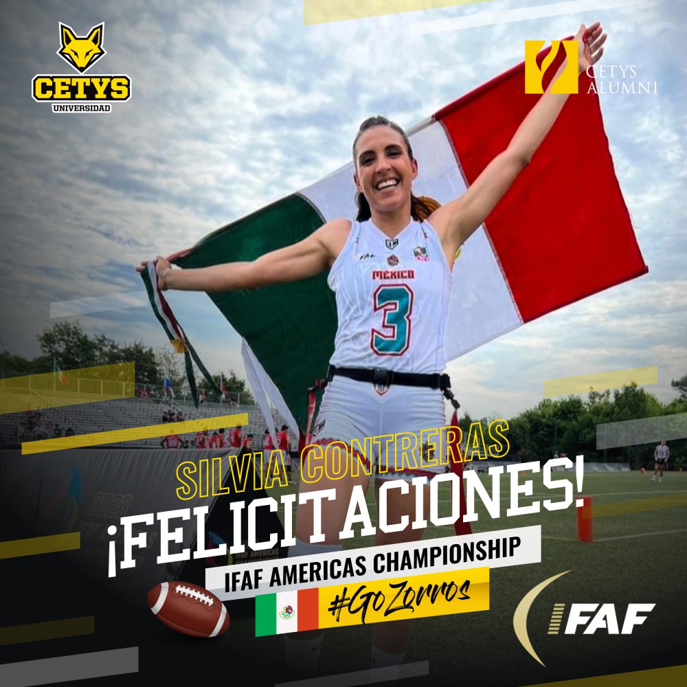 ZorrosCetys's tweet image. ¡FELICITACIONES!

@SilviaCntrrs3, graduada de @CETYSuni y miembro de @CETYSalumni, representó a #MEX y obtuvo el 2o. Lugar en el Campeonato #IFAFFlagAmericas que se realizó en Charlotte, Estados Unidos.

¡Que sigan los éxitos! | ORGULLO CETYS 

#tochito #flagfootball #tocho