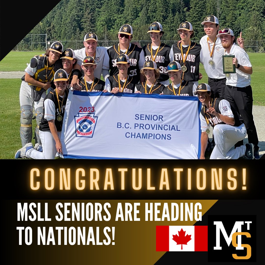 MSLL_Baseball's tweet photo. Congrats to our MSLL Seniors today who are the BC Provincial Champions! We are so proud of you all and excited to see you keep playing at Nationals! ❤️⚾️ https://t.co/77eBEr83nE