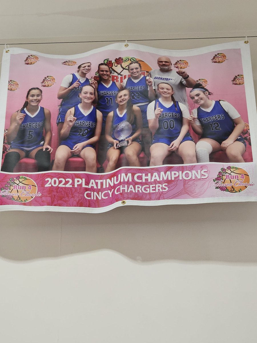 CincyChargers's tweet photo. Super cool to walk thru the hall of Champions at the Run 4 Roses and seeing our 2025 team's championship banner from last year. https://t.co/fyfng1UdM1