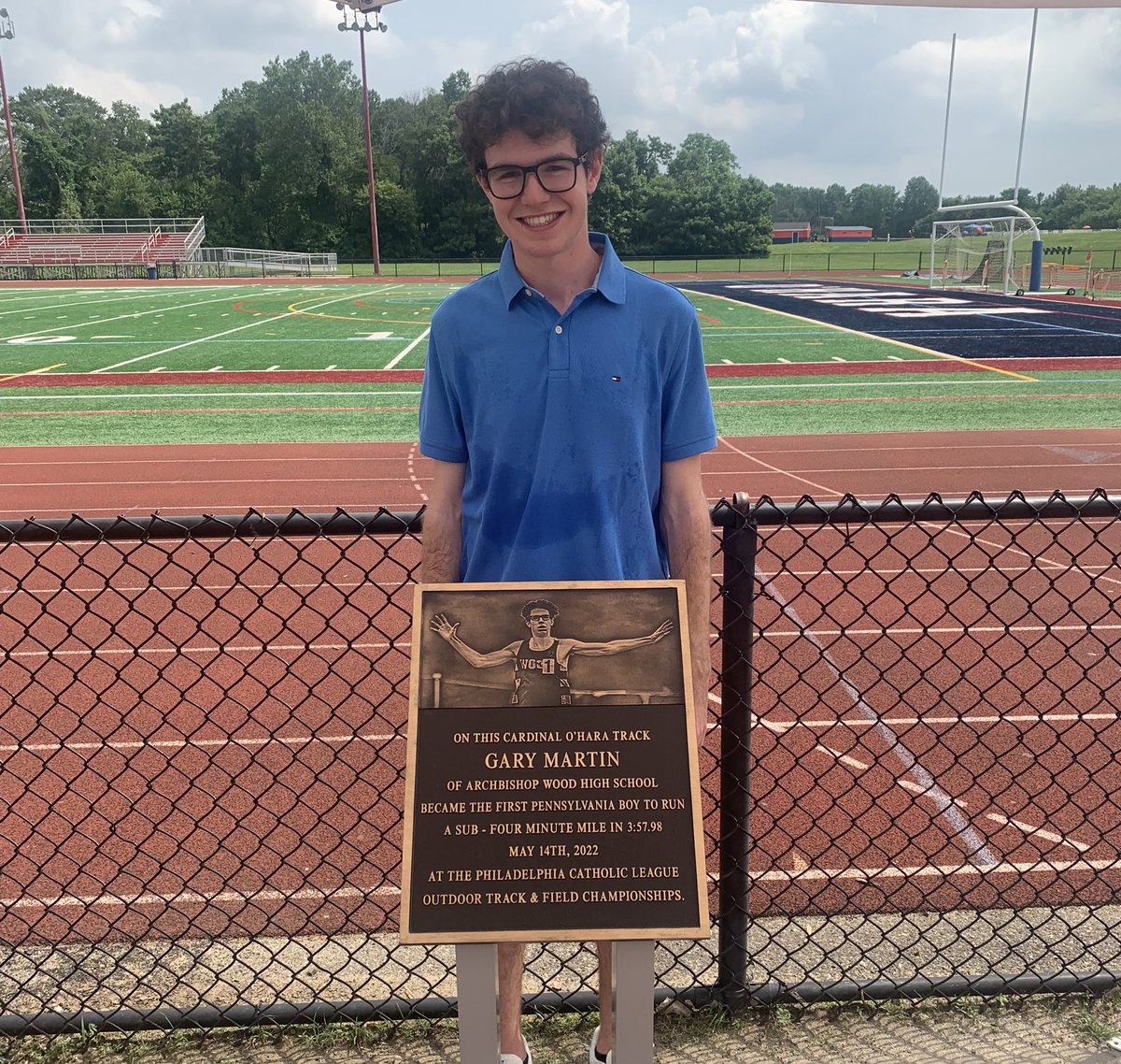 Philadelphia Sports Digest (@phsportsdigest) on Twitter photo Congratulations to <a href="/Wood_Vikings/">Archbishop Wood Athletics</a> alum <a href="/gary_martin20/">Gary Martin</a> (<a href="/UVATFCC/">Virginia Track & Field and Cross Country</a>) who was honored today at <a href="/cardinalohara/">Cardinal O'Hara</a>’s track where he became the 1st boy in the State of Pa to run a sub-4 minute mile at last years PCL track & field championships!👏🏼📸: <a href="/MatthewZwiercan/">Matt Zwiercan</a> Plaque📸: <a href="/lou_rabito/">Lou Rabito</a> Congratulations to <a href="/Wood_Vikings/">Archbishop Wood Athletics</a> alum <a href="/gary_martin20/">Gary Martin</a> (<a href="/UVATFCC/">Virginia Track & Field and Cross Country</a>) who was honored today at <a href="/cardinalohara/">Cardinal O'Hara</a>’s track where he became the 1st boy in the State of Pa to run a sub-4 minute mile at last years PCL track & field championships!👏🏼📸: <a href="/MatthewZwiercan/">Matt Zwiercan</a> Plaque📸: <a href="/lou_rabito/">Lou Rabito</a>