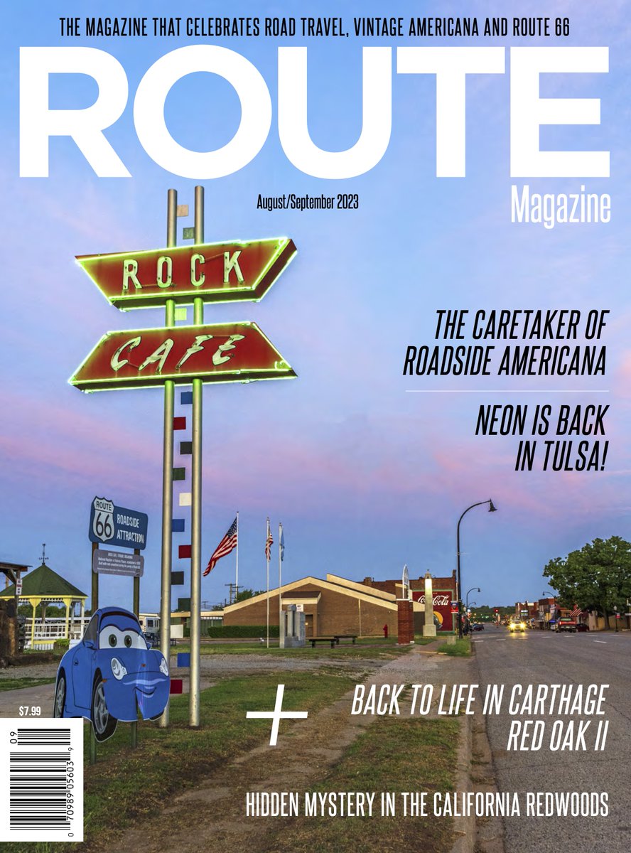 ROUTEMagazine66's tweet photo. We want to help you enjoy your Saturday evening so here you go! The new cover for the August/September issue! The Rock Cafe in Stroud, OK, has a great story behind it. 

https://t.co/uIxausGGD1 https://t.co/rlYLF5R4Ec