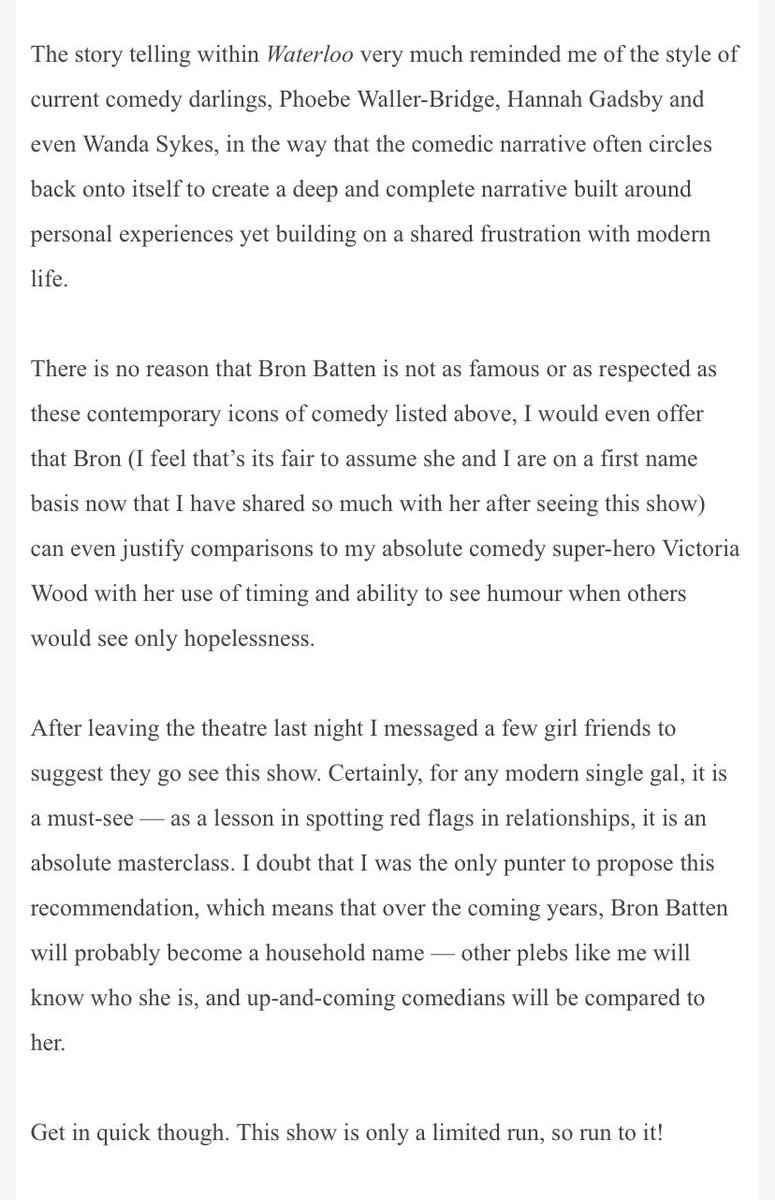 Art is subjective. Reviews are subjective. But every so often one come along that is so lovely it makes you cry. 

One show of Waterloo left at Bondi Festival - 5pm today

Full review: cityhubsydney.com.au/2023/07/waterl…
