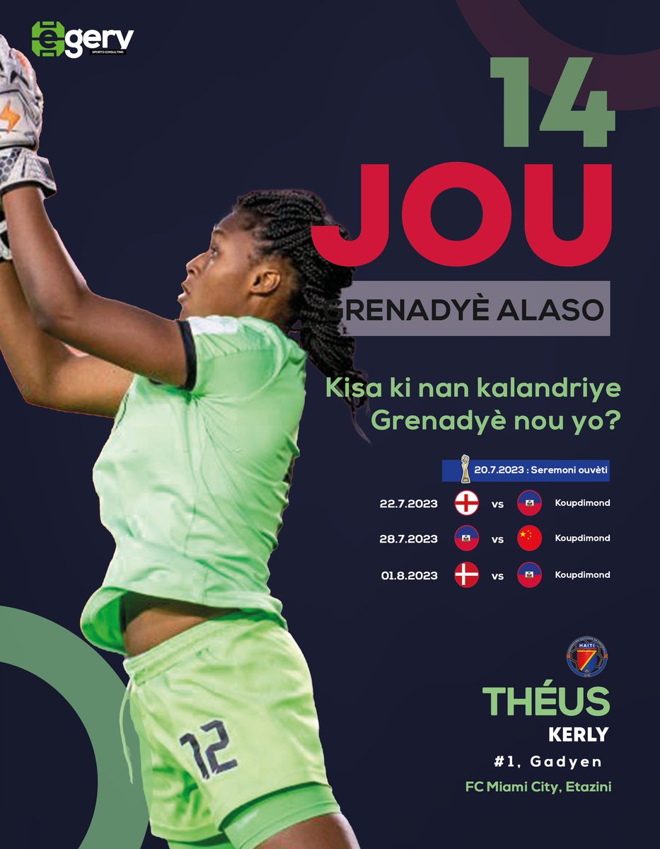 egerysports's tweet photo. Ayiti🇭🇹 nan batay, Grenadyèz nou yo kalifye pou mondyal, preparasyon yo ap kontinye. Ann pote kole pou n al sipòte medam nou yo ki ap fè fyète nou.🇭🇹🇭🇹
.
.
.
.
.
.
.
🖌: @LikeChrisss 

#Grenadyèz #Alasso #BraseBoul #Egery #WorldCup #Womanfoot #football #Ayiti🇭🇹 #NanBatay🇭🇹 https://t.co/4tKbrzKZZB